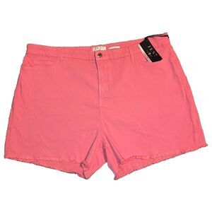 Jen 7 By 7 For All Mankind‎ Shorts Size 24 Fringe Hem Coral Mid Short High Rise